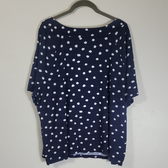 NWT Talbots Polka Dot Short Sleeve Shirt Size 3X Navy White Rayon Casual Boxy - Picture 8 of 12
